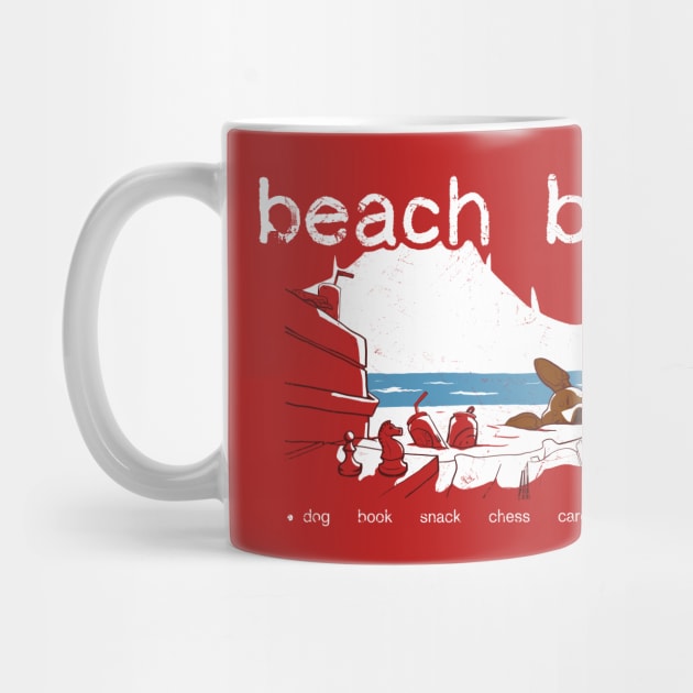 Our beach bum list: snack, drink, chess, cards, and a dog by croquis design